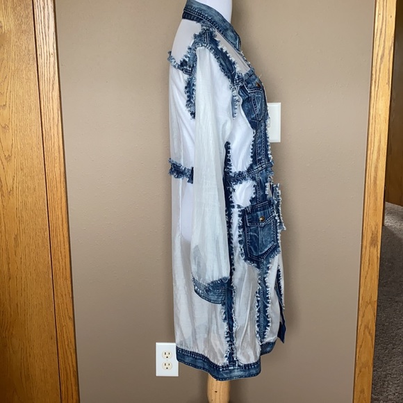 Adore denim and sheer snap front duster size S - Picture 2 of 6